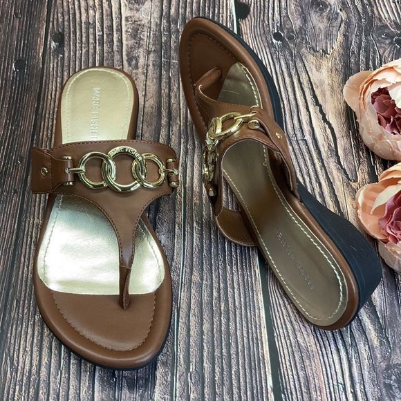 Marc Fisher Brown Manmade Sandals 8M - Picture 3 of 8